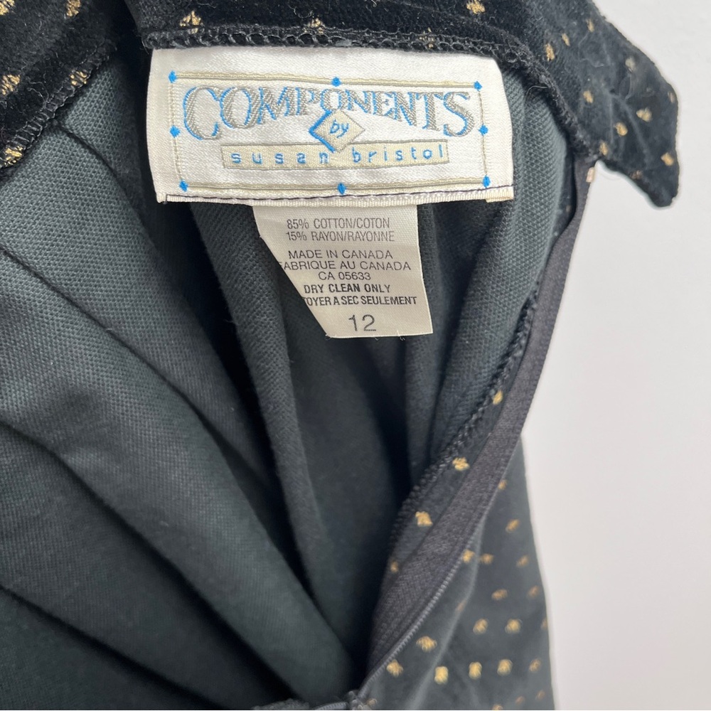 Vintage velvet pleated skirt 12 black gold pockets Components by Susan Bristol - Picture 5 of 8
